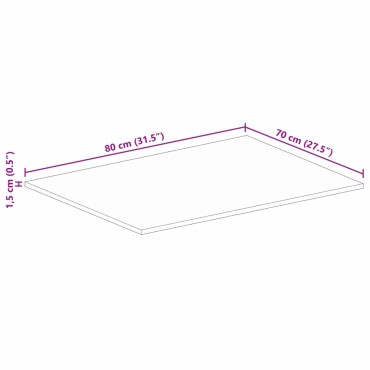 vidaXL Επιφάνεια Τραπεζιού Ορθογώνια 80x70x1,5cm Μασίφ Ανακυκλ. Ξύλο 1 τεμ.