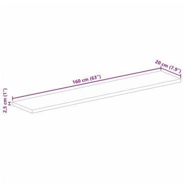 vidaXL Επιφάνεια Τραπεζιού Ορθογώνια 160x20x2,5cm Μασίφ Ξύλο Ακακίας 1 τεμ.