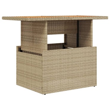 vidaXL Τραπέζι Κήπου Μπεζ 100x55x73cm Συνθετικό Ρατάν / Ξύλο Ακακίας 1 τεμ.