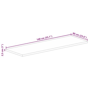 vidaXL Επιφάνεια Τραπεζιού Ορθογώνια 140x60x2,5cm Ανακυκλωμένο Ξύλο 1 τεμ.