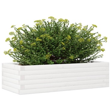 vidaXL Ζαρντινιέρα Κήπου Λευκή 90x40x23 εκ. από Μασίφ Ξύλο Πεύκου