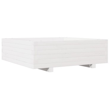 vidaXL Ζαρντινιέρα Κήπου Λευκή 80x80x26,5 εκ. από Μασίφ Ξύλο Πεύκου