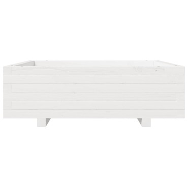 vidaXL Ζαρντινιέρα Κήπου Λευκή 80x80x26,5 εκ. από Μασίφ Ξύλο Πεύκου