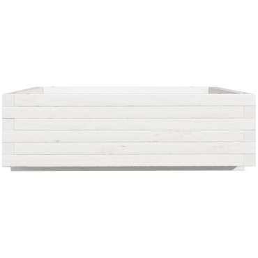 vidaXL Ζαρντινιέρα Κήπου Λευκή 80x80x26,5 εκ. από Μασίφ Ξύλο Πεύκου