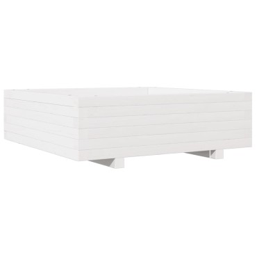 vidaXL Ζαρντινιέρα Κήπου Λευκή 80x80x26,5 εκ. από Μασίφ Ξύλο Πεύκου