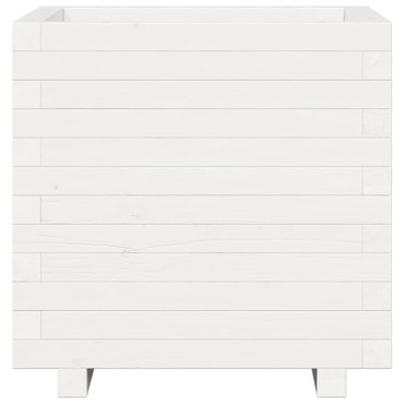 vidaXL Ζαρντινιέρα Λευκή. 50x50x49,5 εκ από Μασίφ Ξύλο Πεύκου