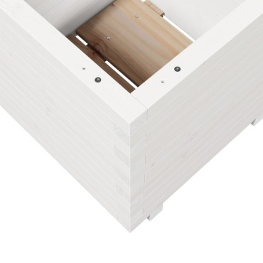 vidaXL Ζαρντινιέρα Λευκή. 50x50x49,5 εκ από Μασίφ Ξύλο Πεύκου
