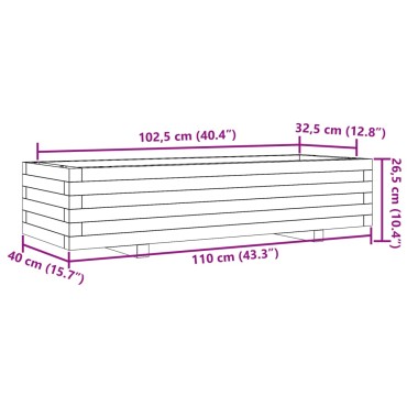 vidaXL Ζαρντινιέρα Καφέ Κεριού 110x40x26,5 εκ. από Μασίφ Ξύλο Πεύκου