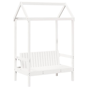 vidaXL Παγκάκι με Οροφή Λευκό 117,5x70x176,5cm από Μασίφ Ξύλο Πεύκου