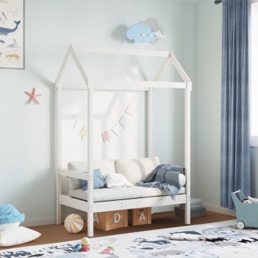 vidaXL Παγκάκι με Οροφή Λευκό 117,5x70x176,5cm από Μασίφ Ξύλο Πεύκου