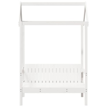vidaXL Παγκάκι με Οροφή Λευκό 117,5x70x176,5cm από Μασίφ Ξύλο Πεύκου