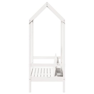 vidaXL Παγκάκι με Οροφή Λευκό 117,5x70x176,5cm από Μασίφ Ξύλο Πεύκου