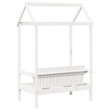 vidaXL Παγκάκι με Οροφή Λευκό 117,5x70x176,5cm από Μασίφ Ξύλο Πεύκου