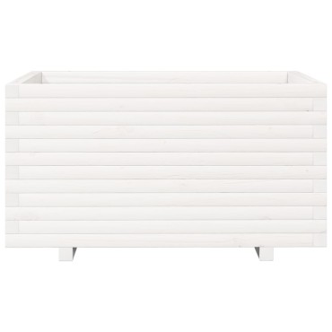 vidaXL Ζαρντινιέρα Κήπου Λευκή 90x60x49,5 εκ. από Μασίφ Ξύλο Πεύκου