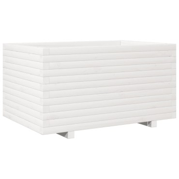 vidaXL Ζαρντινιέρα Κήπου Λευκή 90x60x49,5 εκ. από Μασίφ Ξύλο Πεύκου