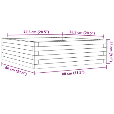 vidaXL Ζαρντινιέρα Κήπου 80x80x23 εκ από Μασίφ Ξύλο Πεύκου