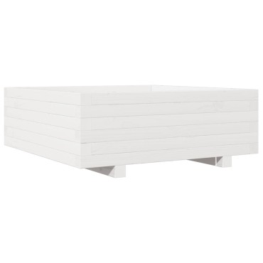 vidaXL Ζαρντινιέρα Κήπου Λευκή 70x70x26,5 εκ. από Μασίφ Ξύλο Πεύκου
