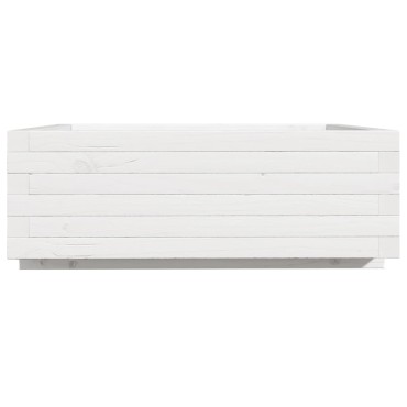 vidaXL Ζαρντινιέρα Κήπου Λευκή 70x70x26,5 εκ. από Μασίφ Ξύλο Πεύκου
