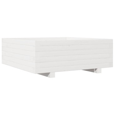vidaXL Ζαρντινιέρα Κήπου Λευκή 70x70x26,5 εκ. από Μασίφ Ξύλο Πεύκου