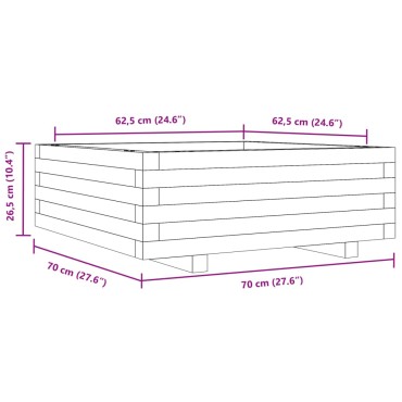 vidaXL Ζαρντινιέρα Κήπου Λευκή 70x70x26,5 εκ. από Μασίφ Ξύλο Πεύκου