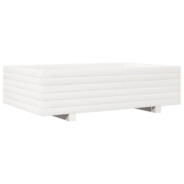 vidaXL Ζαρντινιέρα Κήπου Λευκή 90x60x26,5 εκ. από Μασίφ Ξύλο Πεύκου