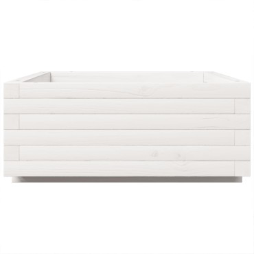 vidaXL Ζαρντινιέρα Κήπου Λευκή 90x60x26,5 εκ. από Μασίφ Ξύλο Πεύκου