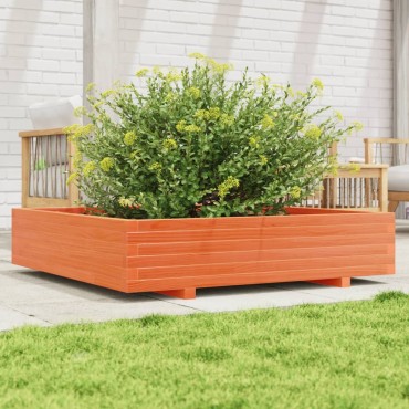 vidaXL Ζαρντινιέρα Καφέ Κεριού 110x110x26,5 εκ. από Μασίφ Ξύλο Πεύκου