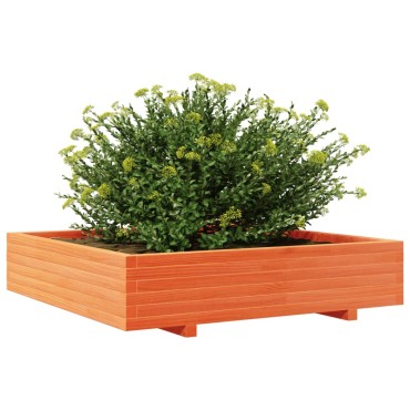 vidaXL Ζαρντινιέρα Καφέ Κεριού 110x110x26,5 εκ. από Μασίφ Ξύλο Πεύκου