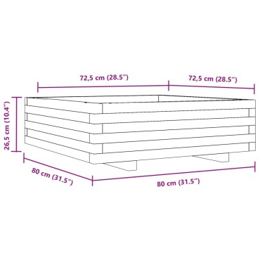 vidaXL Ζαρντινιέρα Κήπου 80x80x26,5 εκ. από Εμποτισμένο Ξύλο Πεύκου