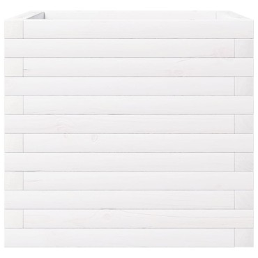 vidaXL Ζαρντινιέρα Κήπου Λευκή 50x50x46 εκ. από Μασίφ Ξύλο Πεύκου