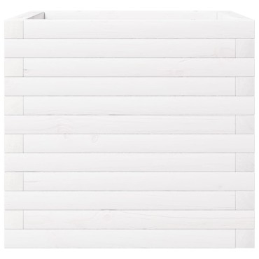 vidaXL Ζαρντινιέρα Κήπου Λευκή 50x50x46 εκ. από Μασίφ Ξύλο Πεύκου