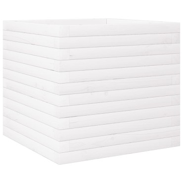 vidaXL Ζαρντινιέρα Κήπου Λευκή 50x50x46 εκ. από Μασίφ Ξύλο Πεύκου