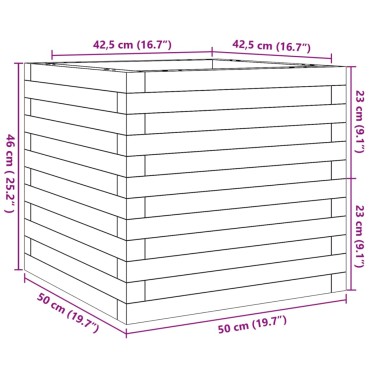 vidaXL Ζαρντινιέρα Κήπου Λευκή 50x50x46 εκ. από Μασίφ Ξύλο Πεύκου