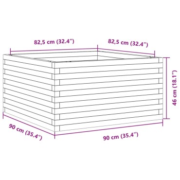vidaXL Ζαρντινιέρα Καφέ Κεριού 90x90x46 εκ. από Μασίφ Ξύλο Πεύκου