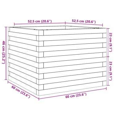 vidaXL Ζαρντινιέρα Καφέ Κεριού 60x60x46 εκ. από Μασίφ Ξύλο Πεύκου