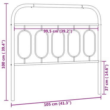 vidaXL Κεφαλάρι Λευκό Μεταλλικό 105x3x100cm 1 τεμ.