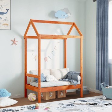 vidaXL Παγκάκι με Οροφή Καφέ 117,5x70x176,5cm από Μασίφ Ξύλο Πεύκου