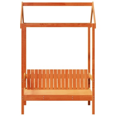 vidaXL Παγκάκι με Οροφή Καφέ 117,5x70x176,5cm από Μασίφ Ξύλο Πεύκου