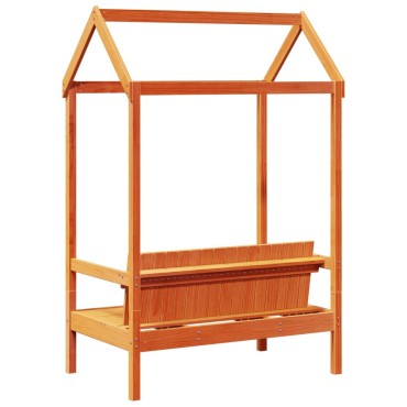 vidaXL Παγκάκι με Οροφή Καφέ 117,5x70x176,5cm από Μασίφ Ξύλο Πεύκου