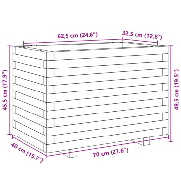 vidaXL Ζαρντινιέρα Καφέ Κεριού 70x40x49,5 εκ. από Μασίφ Ξύλο Πεύκου