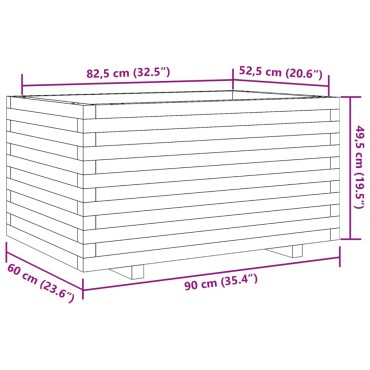 vidaXL Ζαρντινιέρα Καφέ Κεριού 90x60x49,5 εκ. από Μασίφ Ξύλο Πεύκου