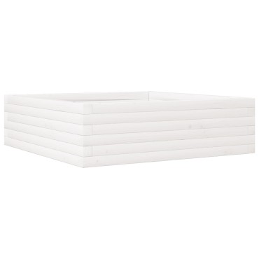 vidaXL Ζαρντινιέρα Κήπου Λευκή 80x80x23 εκ. από Μασίφ Ξύλο Πεύκου