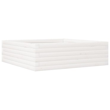 vidaXL Ζαρντινιέρα Κήπου Λευκή 80x80x23 εκ. από Μασίφ Ξύλο Πεύκου