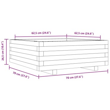 vidaXL Ζαρντινιέρα Καφέ Κεριού 70x70x26,5 εκ. από Μασίφ Ξύλο Πεύκου