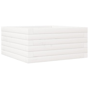 vidaXL Ζαρντινιέρα Κήπου Λευκή 50x50x23 εκ. από Μασίφ Ξύλο Πεύκου