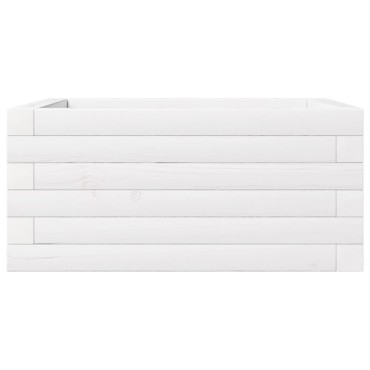 vidaXL Ζαρντινιέρα Κήπου Λευκή 50x50x23 εκ. από Μασίφ Ξύλο Πεύκου