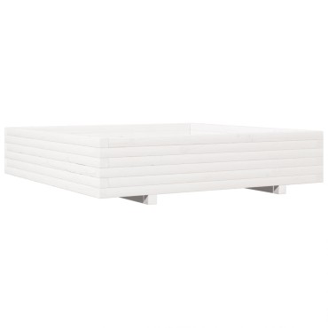 vidaXL Ζαρντινιέρα Κήπου Λευκή 110x110x26,5 εκ. από Μασίφ Ξύλο Πεύκου