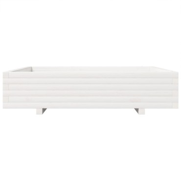 vidaXL Ζαρντινιέρα Κήπου Λευκή 110x110x26,5 εκ. από Μασίφ Ξύλο Πεύκου