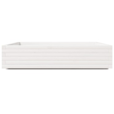 vidaXL Ζαρντινιέρα Κήπου Λευκή 110x110x26,5 εκ. από Μασίφ Ξύλο Πεύκου