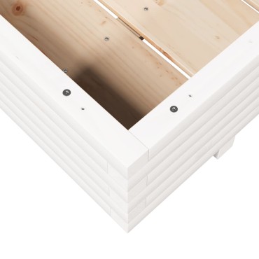 vidaXL Ζαρντινιέρα Κήπου Λευκή 110x110x26,5 εκ. από Μασίφ Ξύλο Πεύκου